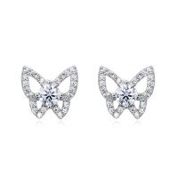 wholesale 925 Sterling Silver Elegant Butterfly Moissanite Earrings With Sparkling Accents-undefined